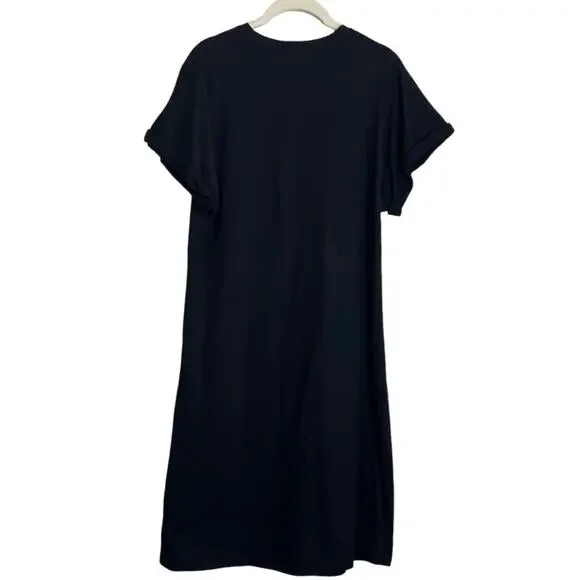 For Love Bell Journey Band Tee Dress L Black Graphic Side Slit Stretch - Picture 4 of 7